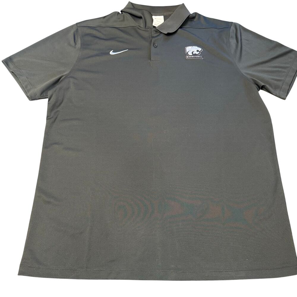 Nike Dri Fit KSU Kansas State Wildcats Basketball Gray Polo Shirt L Team Issue?